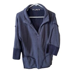 Soft Surroundings Womens Sweatshirt Size S Loose Fit Pockets V Neck Outside Seam